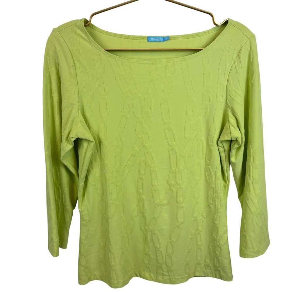 J. McLaughlin Yellow Green Link Long Sleeve Top Size Small Catalina Cloth
